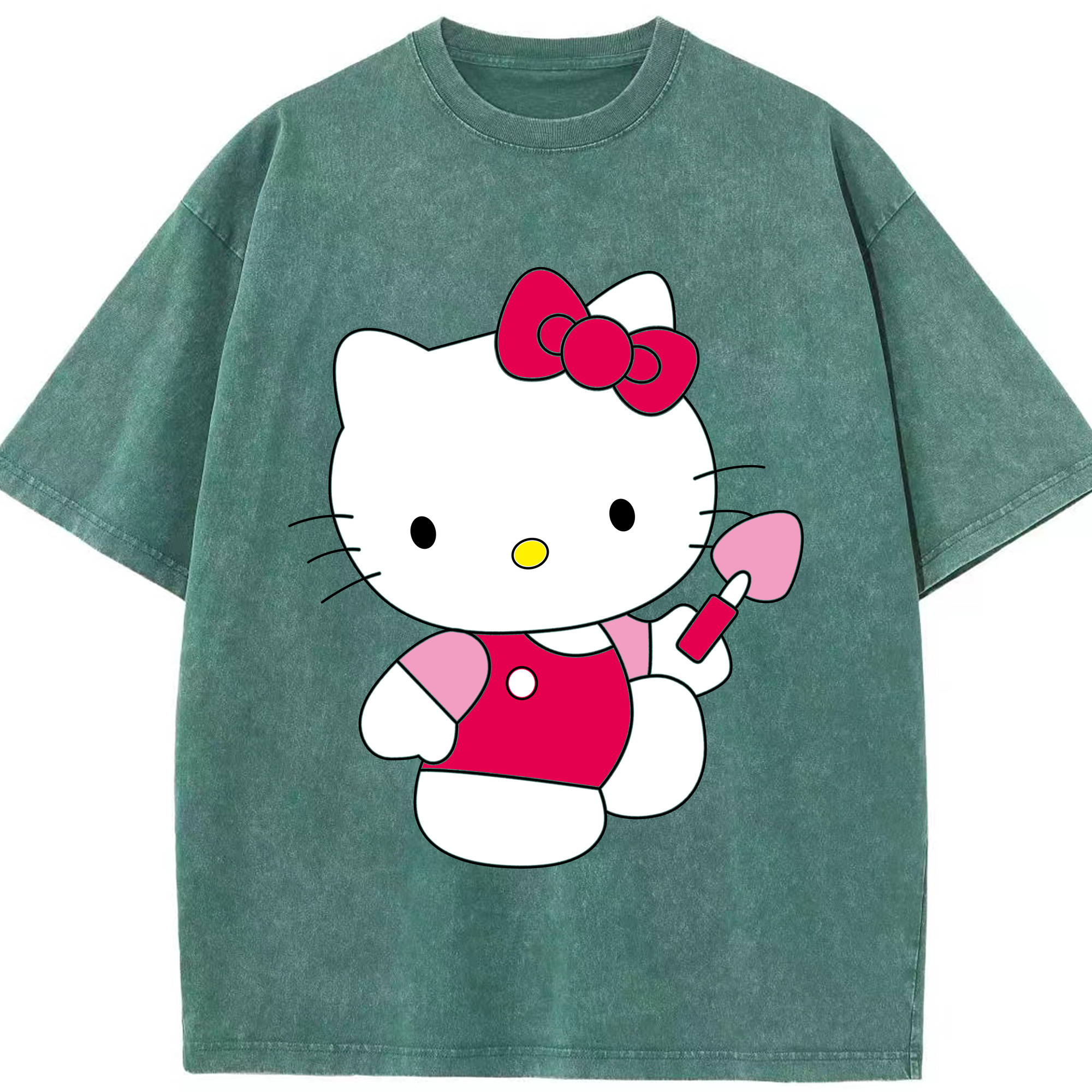 （画像用） Hello Kitty ハローキティ 綿100% ヴィンテージ風 半袖Tシャツ（フロントプリント）